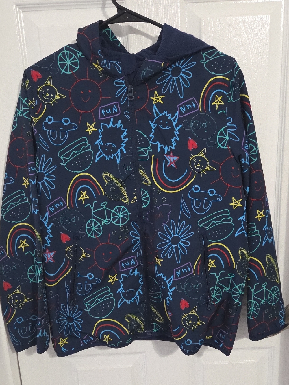 Wonder nation Navy Fleece RAIN Jacket with ART
